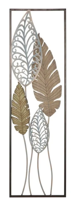 Botanica Leaf Metall Holz Wandobjekt Modern Glam 99 cm