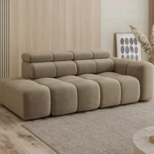 Designer Sofa 3-Sitzer mit Chaise Longue Mia in Chenille