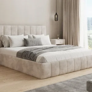 Designer Polsterbett Mila in Cord mit Stauraum
