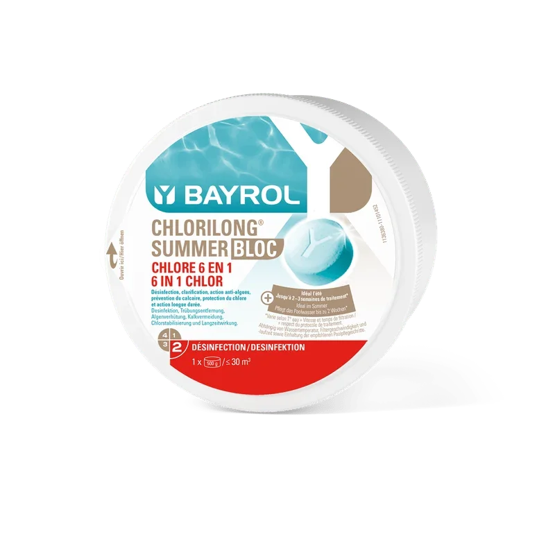 BAYROL Chlorilong Summer Bloc 0,5 kg 6in1 Poolpflege für kristallklares Wasser | Packung (500 g)
