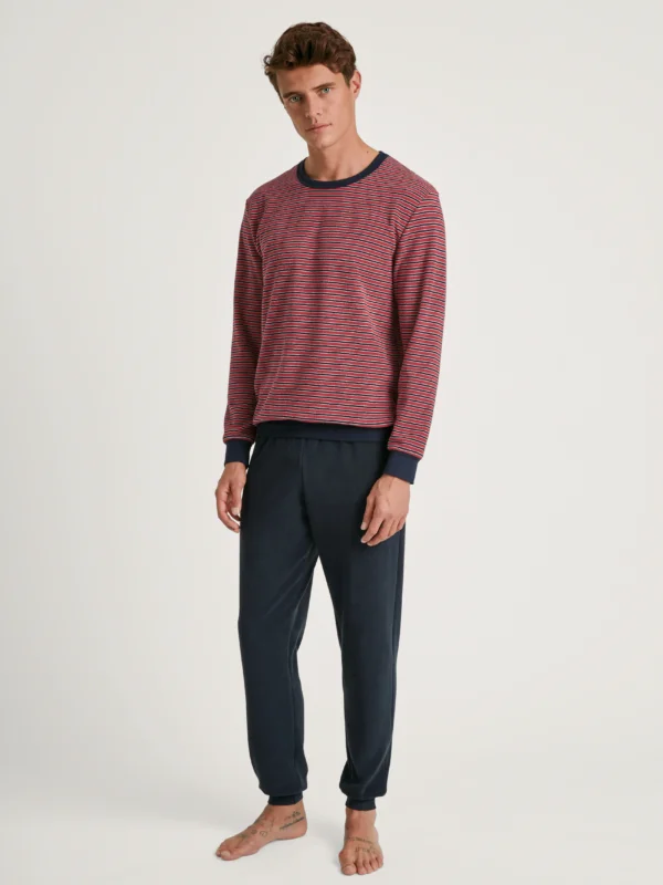 HERREN Pyjama mit Bündchen, ochre red
