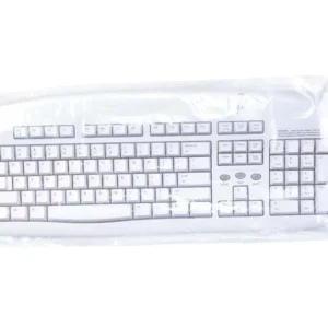 Computertastatur in transparenter Bioplastik-Schutzhülle.