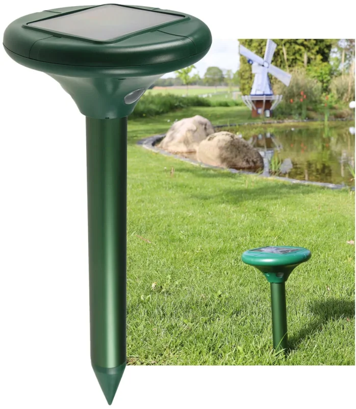 Maulwurf- + Wühlmaus-Schreck Premium Solar, Schall + Vibration, bis zu 900m²