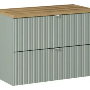 Waschbeckenunterschrank BM94 - Line Reed Green L - Schilfgrün /Coast Evoke Eiche