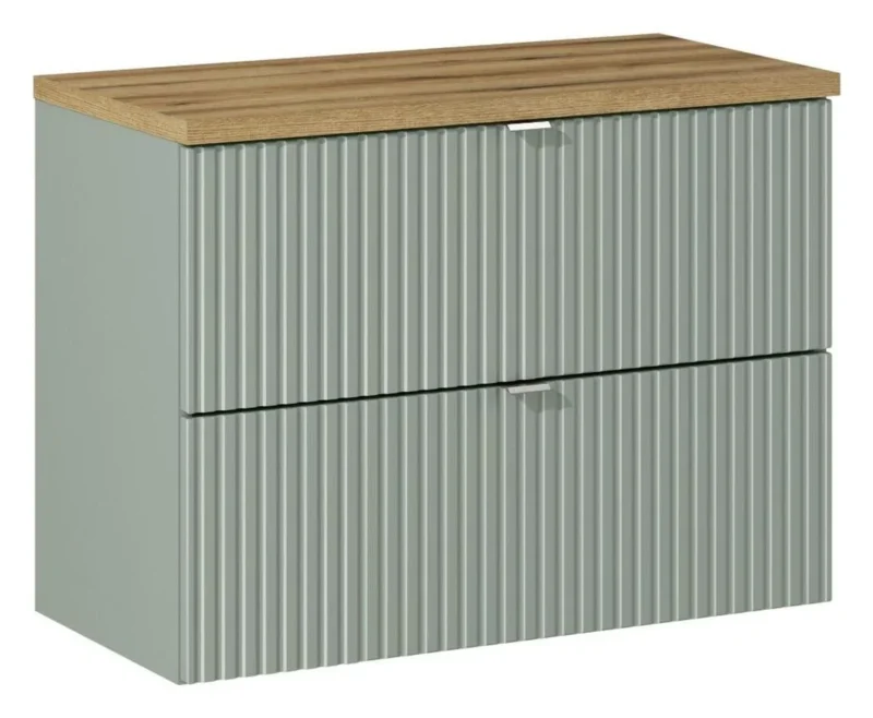 Waschbeckenunterschrank BM94 - Line Reed Green L - Schilfgrün /Coast Evoke Eiche