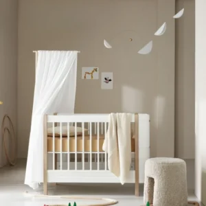 Babybett 'Wood Mini+' Weiß / Eiche 122-162 x 68 cm