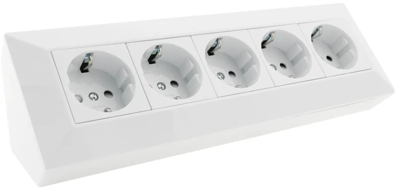 5-fach Steckdosenblock, weiß 250V~/ 16A, Aufbaumontage