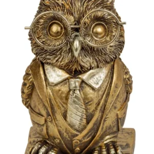 Dekofigur Eule Bravino Gold mit Brille