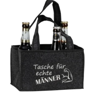 Bierflaschenträger Männer Filztasche für 6 Flaschen mit Tragegriff
