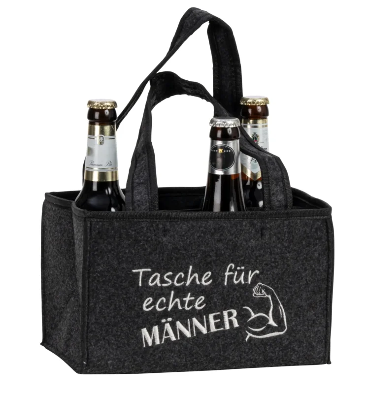 Bierflaschenträger Männer Filztasche für 6 Flaschen mit Tragegriff