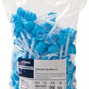 Automix-Tips 1:1, blaue Mischkanülen, 100 Stück im Beutel.