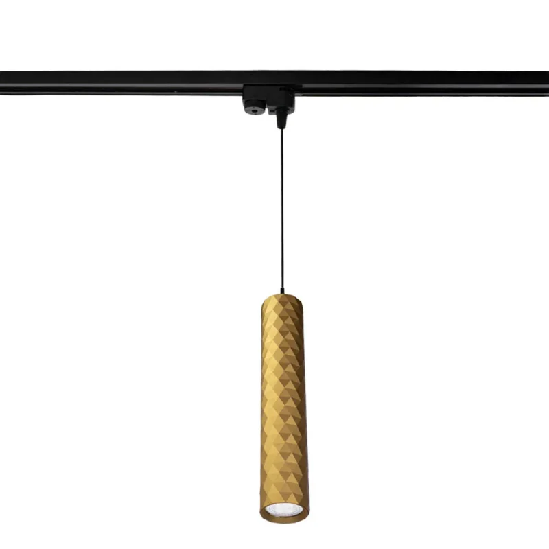 1-phasige längliche Hängelampe 29cm | Diamantstruktur | Gold | GU10-Fassung