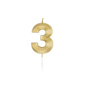 3 Jaar Kaars Goud Metallic 6cm van WeFiesta koop je bij Partywinkel