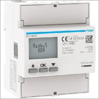 HAGER ECR380D Elektriciteitsmeter 72 mm
