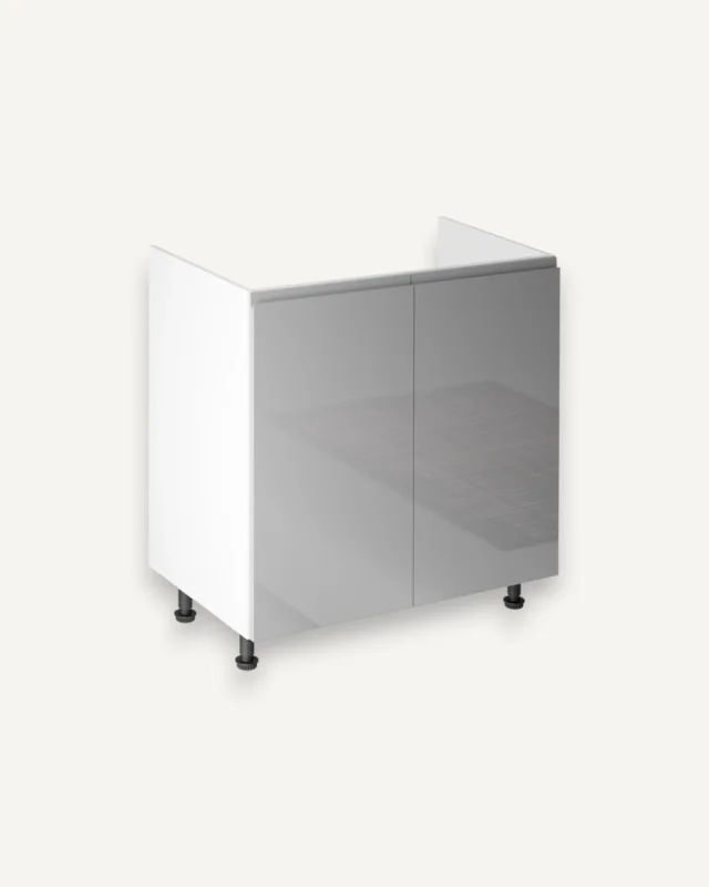 Spülenschrank 80 cm - Aspen D80Z Grau/Hochglanz - ROYAL24_MARKT