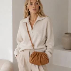 Clutch / Ledertasche Noha big cognac