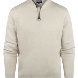 Barbour Baumwollpullover mit halbem Reißverschluss | Beige