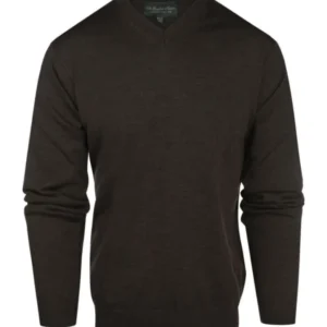 Merinowollpullover mit V-Ausschnitt | Dunkelbraun