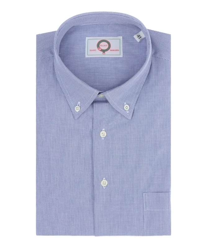 Shirt Button Down | Donker Blauw Ruit Micro