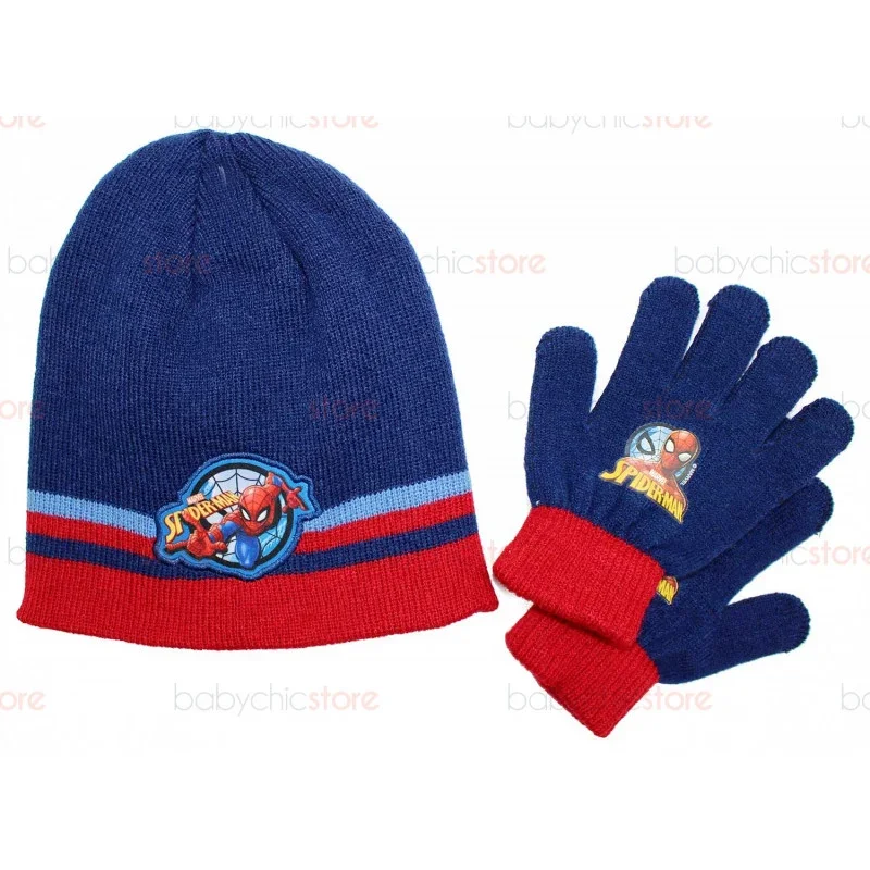 Spiderman Hut + Handschuhe-Set Red / Blue