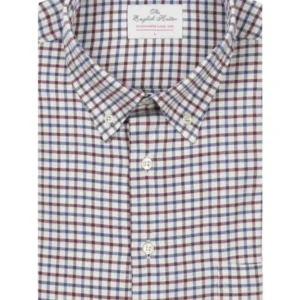 Brushed Cotton Shirt Button Down | Bordeaux Multi Ruit