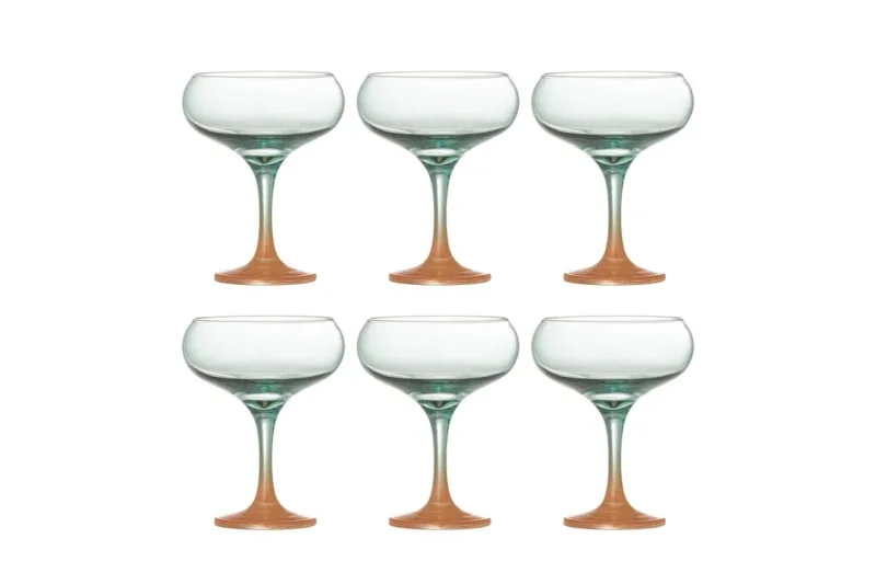 Cocktailgläser Ozeana – Gläser mit dezent bernstein- und türkisfarbene Akzente(6er-Set)