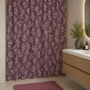 Badezimmerset: Duschvorhang & Badematte / Bordeaux