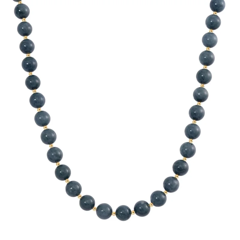 Natürlicher Olmek Jadeit Halskette ca. 50 cm 925 Silber vergoldet ca. 500,00 ct.