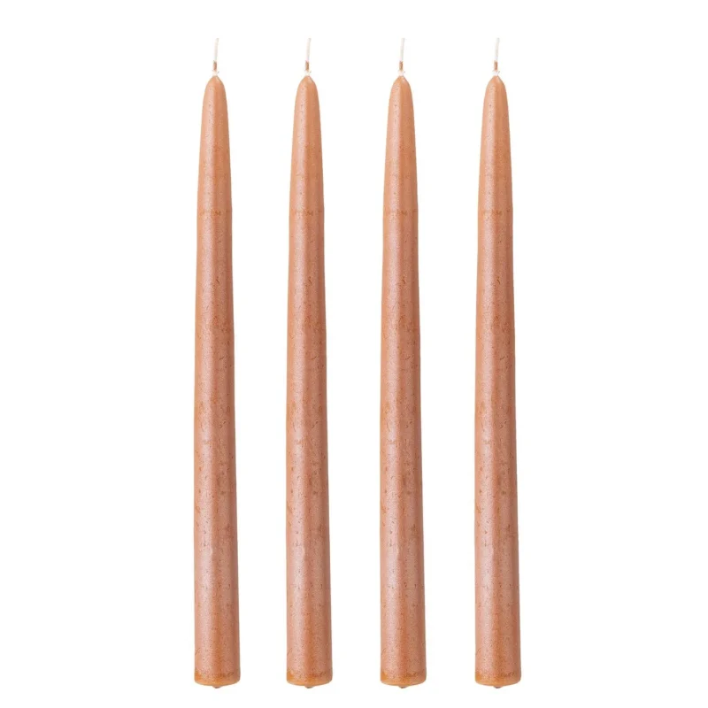 Stabkerzen "Shimmer" im 4er-Set - 2,2x30 cm (Braun)