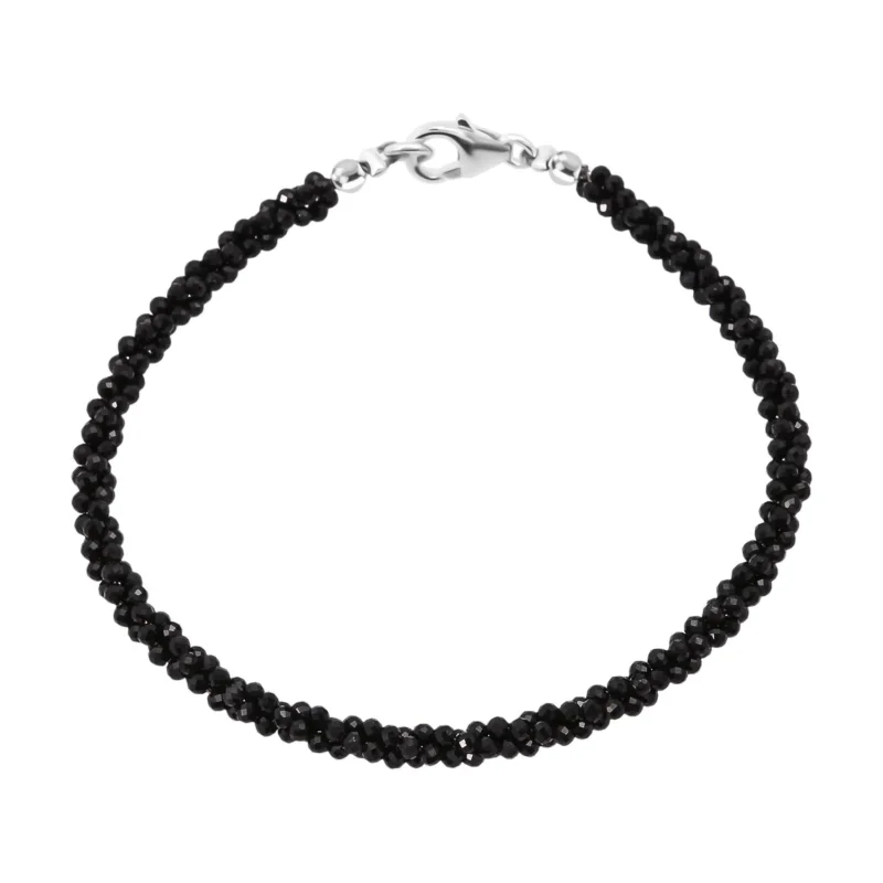 Schwarzer Spinell Armband ca. 19 cm 925 Silber ca. 20.00 ct