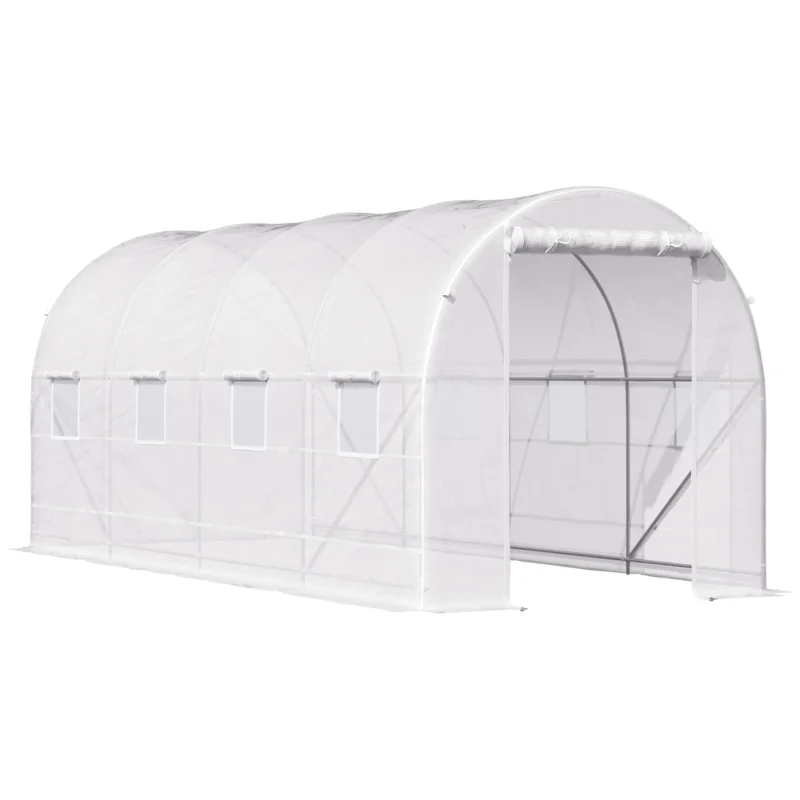 easycomfort easycomfort serra tunnel con struttura in acciaio zincato e telo in polietilene 6 finestre avvolgibili bianco 5 x 2 x 2 m