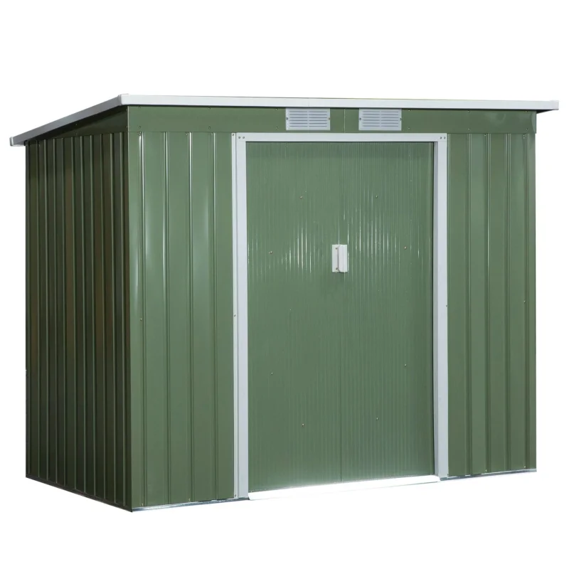 easycomfort casetta da giardino in acciaio con doppia porta scorrevole e prese d aria 213x130x173 cm verde