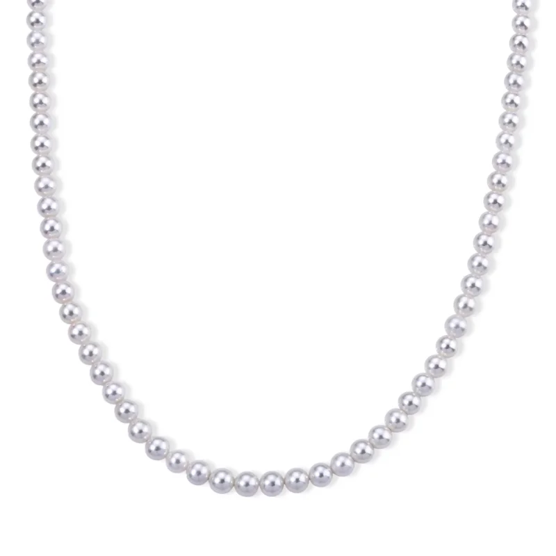 AAA Chinesische Akoya-Perle (6-7 mm) Halskette ca. 50 cm 925 Silber Vergoldet
