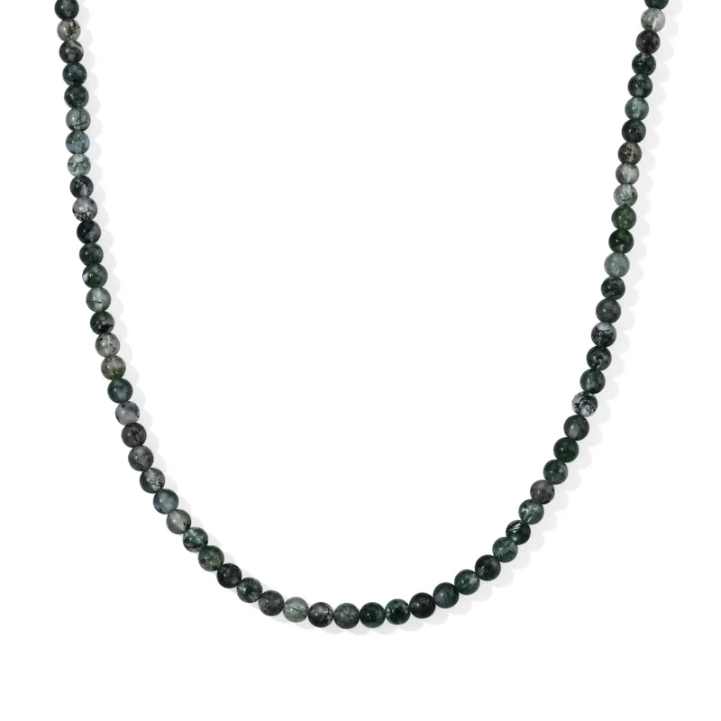 Moosachat Halskette ca. 45 cm 316L Edelstahl ca. 90,00 ct.