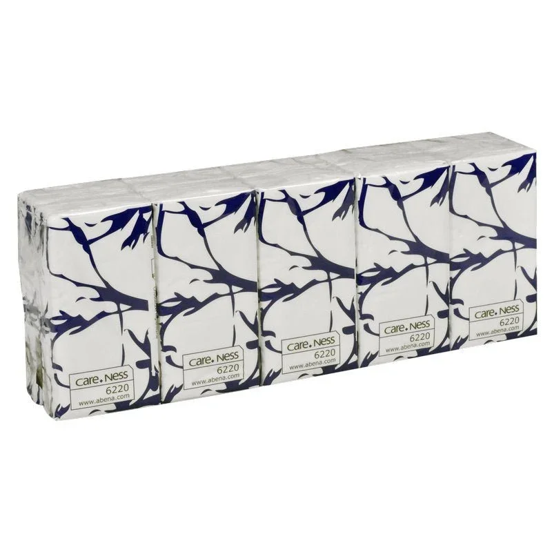 Eine Packung mit 100 Hochweiß 3-lagige Taschentücher (20,7x21 cm) von Abena Re-Seller GmbH.
