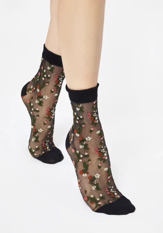 Everblooming Blumenmuster Mesh Socken