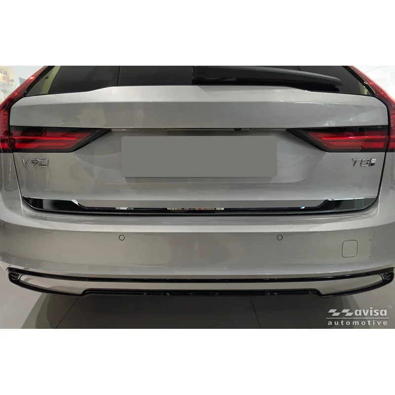 Avisa, Heckklappenleiste, schwarzes Chrom-Edelstahl, passt zu Volvo V90 II (2016-)