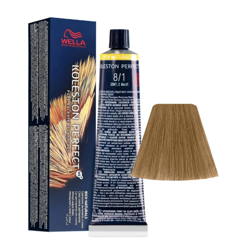 Wella Koleston Perfect Me+ Rich Naturals 8/1 Biondo Chiaro Cenere 60ml - colorazione permanente