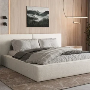 Polsterbett 06 Bouclé – Arena – Modernes Bett mit Bettkasten und Metall-Lattenrost