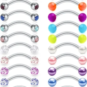 20Stk Augenbrauenpiercings 16G Chirurgenstahl Kugel Perle Rook