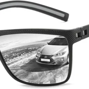 Polarisierte Sonnenbrille TR90 Rahmen UV400 Schutz Quadrat C08 Schwarz