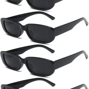 Retro Rechteckige Sonnenbrille Damen Trendy Vintage Set 4 Stück
