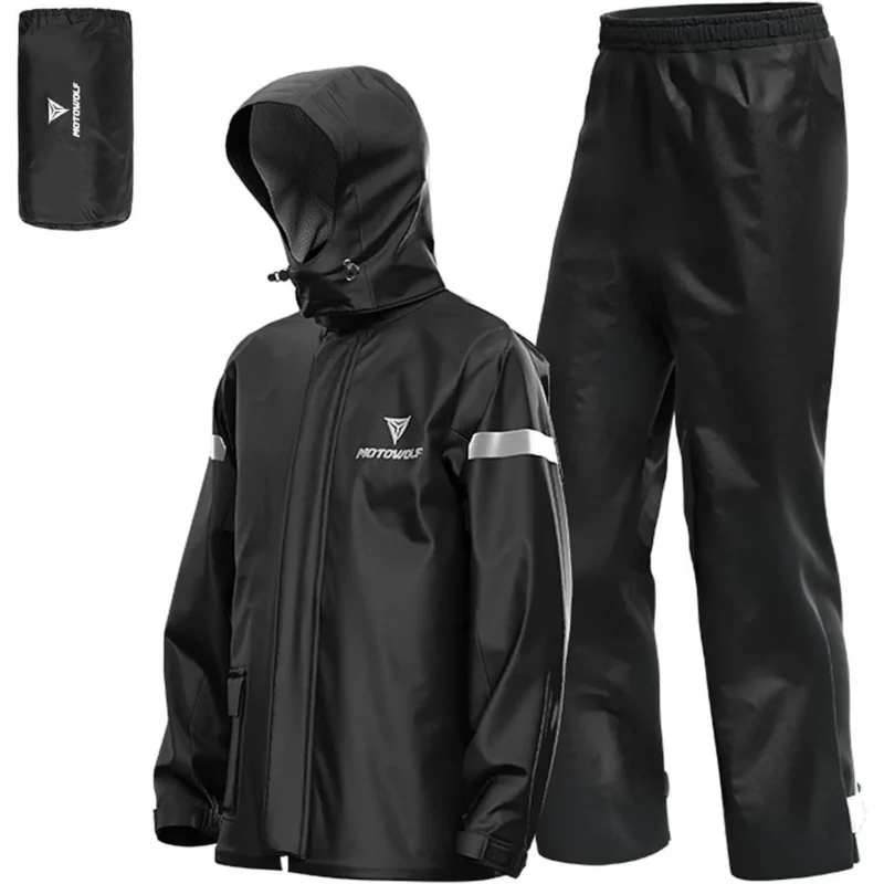 Herren Motorrad Regenanzug wasserdicht reflektierend XXL Schwarz