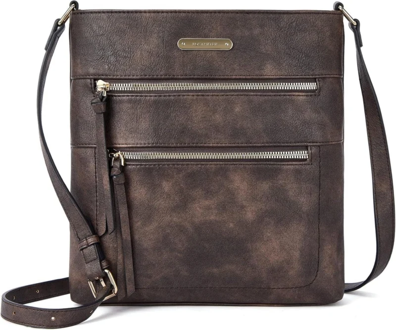 Handtasche Damen PU Leder Umhängetasche Mittelgroß Schwarz