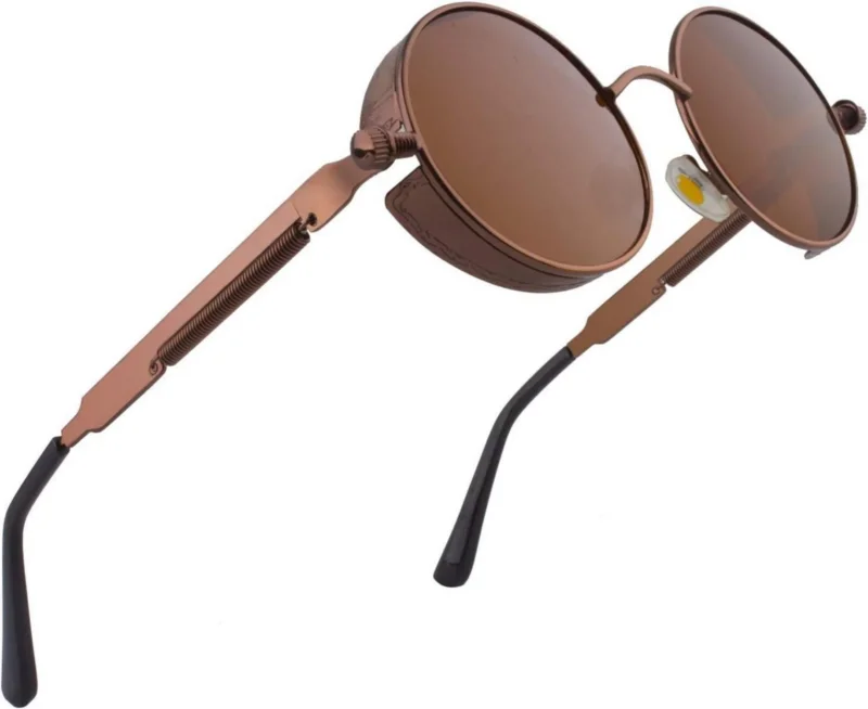 CGID Retro Runde Polarisierte Sonnenbrille Vintage Steampunk UV400