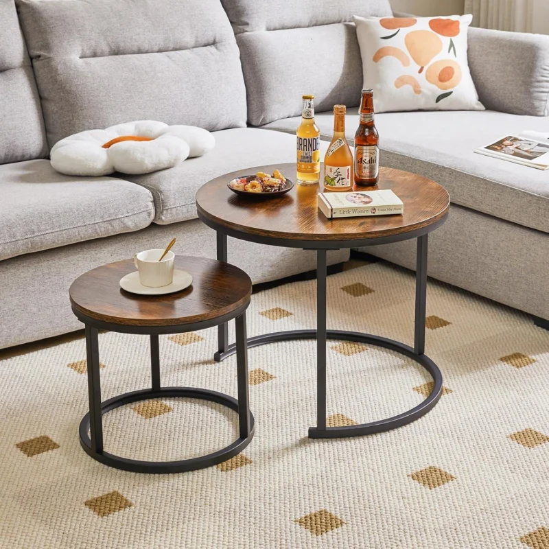 Couchtisch-Set 2 teiliges Satztischset Vintagebraun-Schwarz