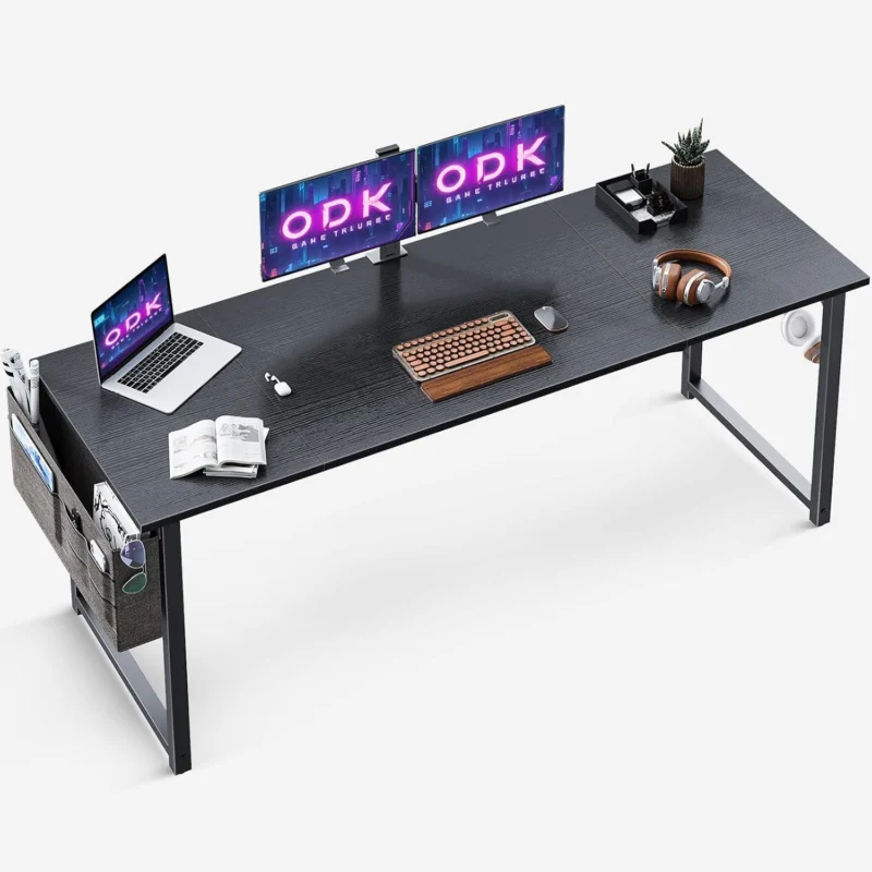 Schreibtisch 160x55 Schwarz Computertisch Holz Bürotisch mit