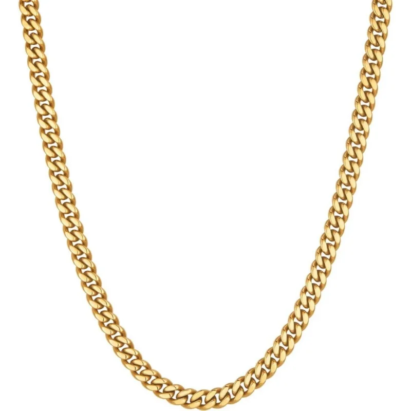 Panzerkette Herren 18 Karat Vergoldet 4-6mm, Goldkette für Männer