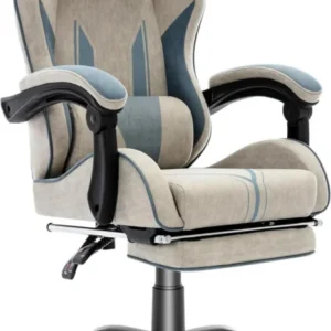 Ergonomischer Gaming Stuhl mit Fußstütze und Premium-Technikstoff