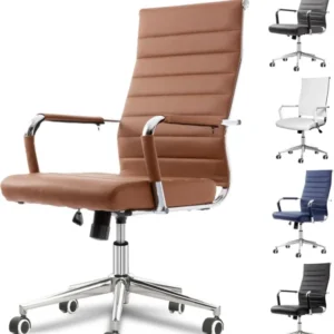 Bürostuhl mit Wippfunktion und Lendenwirbelstütze, braun